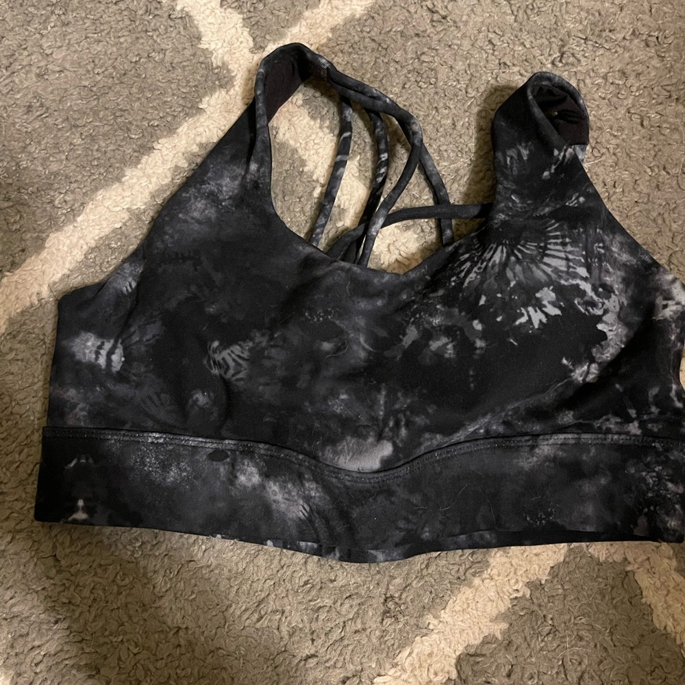 Curves and combat boots black and gray tie dye strappy bra